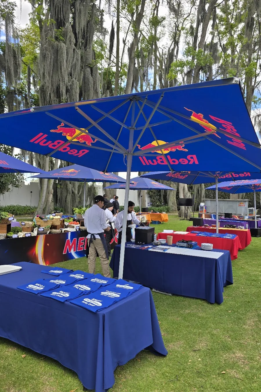 Montaje de Red Bull al aire libre